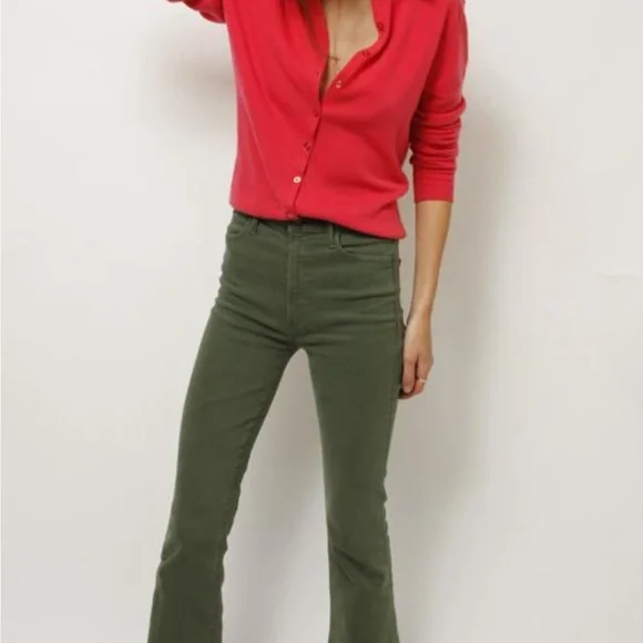 MOTHER Green Flare Wide Leg Jeans - Picture 3 of 15